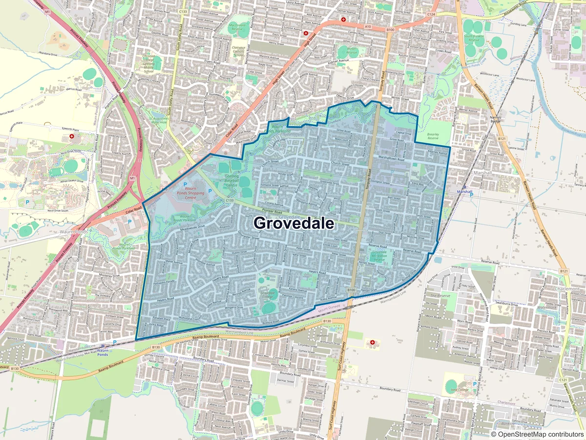 Map of Grovedale, VIC, Australia
