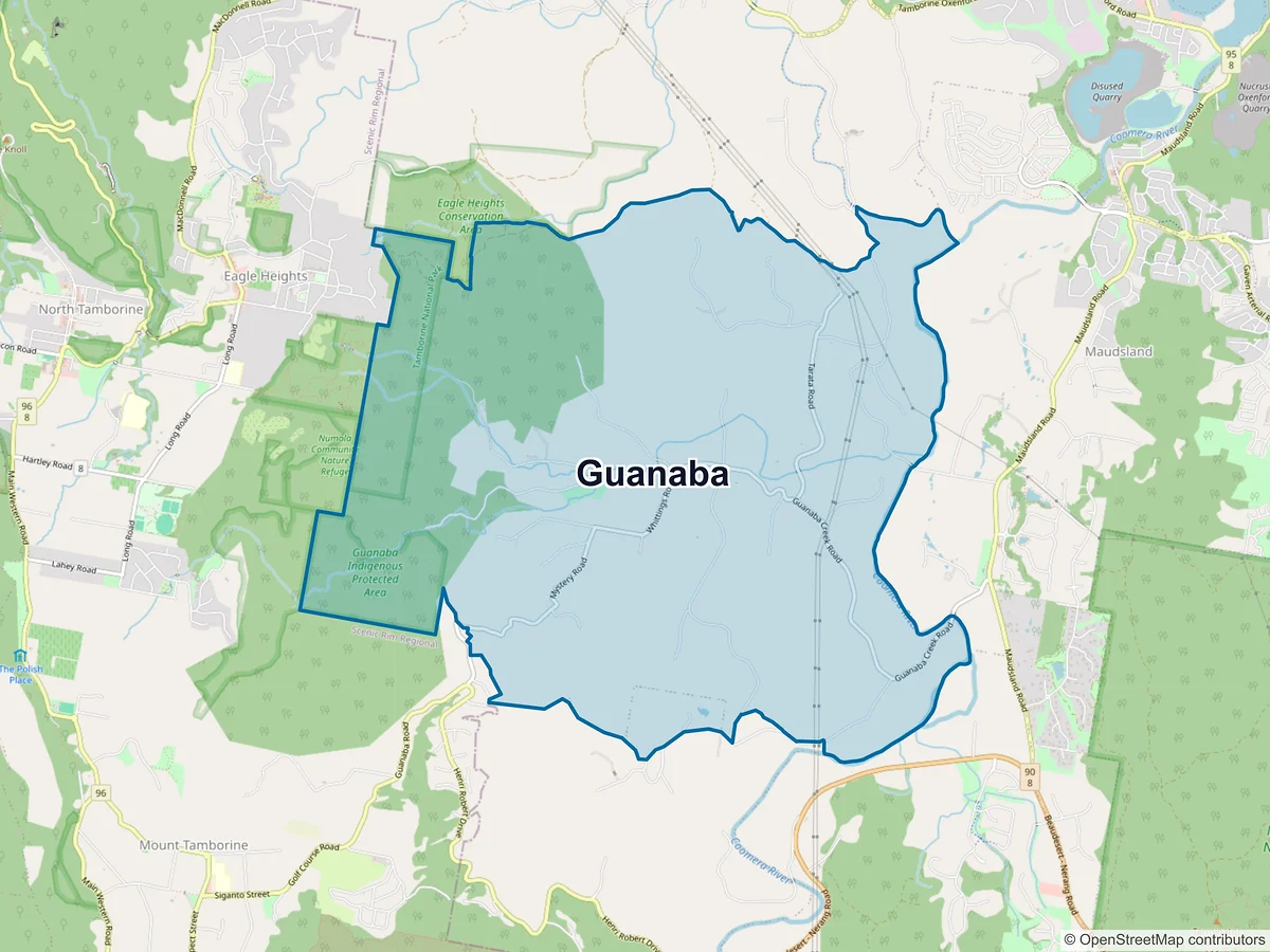 Map of Guanaba, QLD, Australia