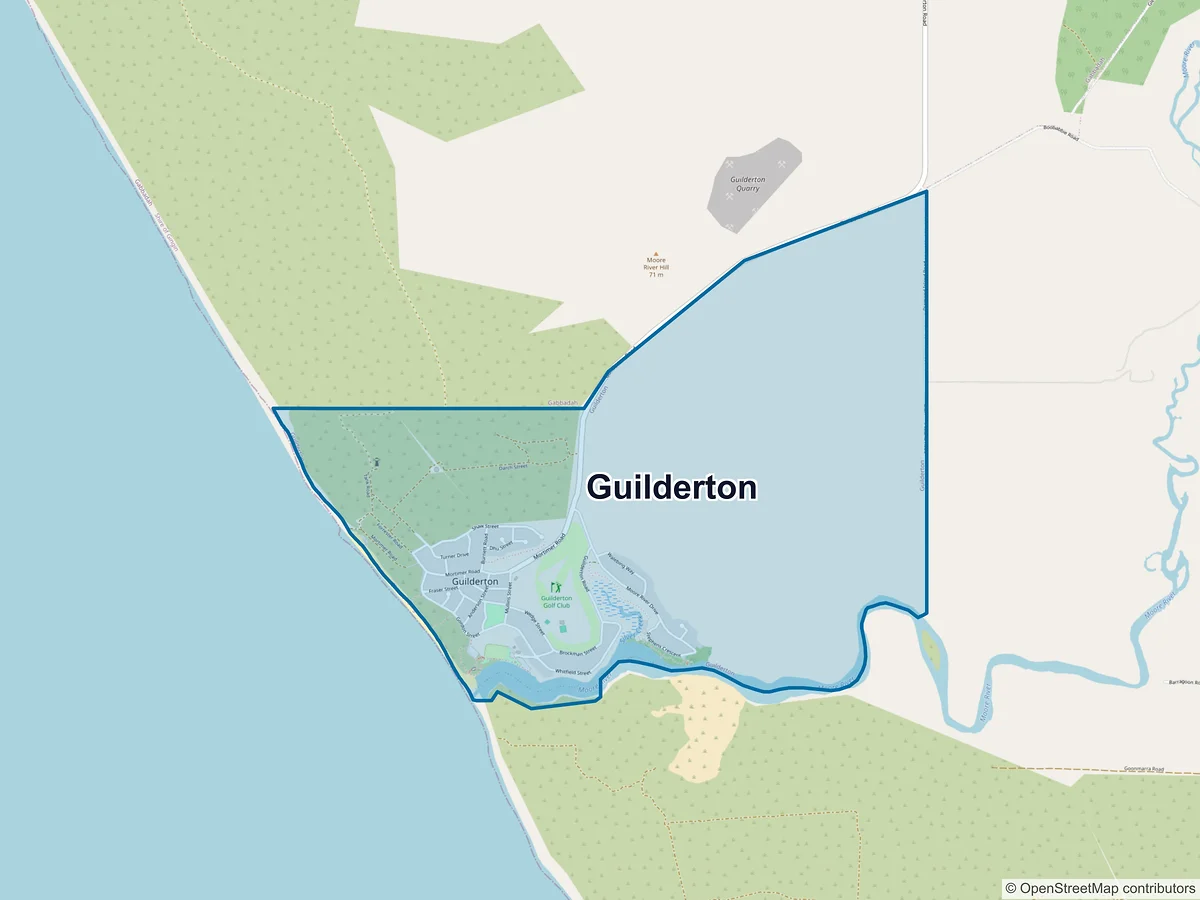 Map of Guilderton, WA, Australia