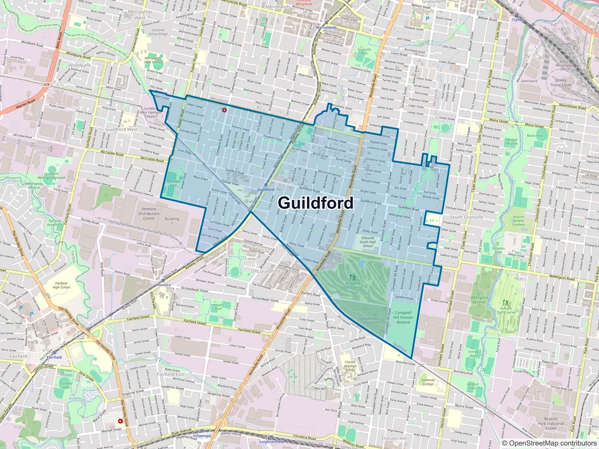 Map of Guildford, NSW, Australia