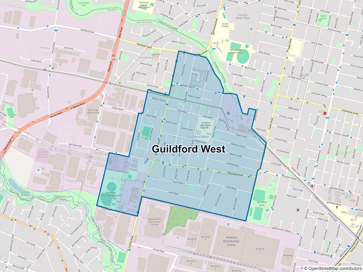 Map of Guildford West, NSW, Australia