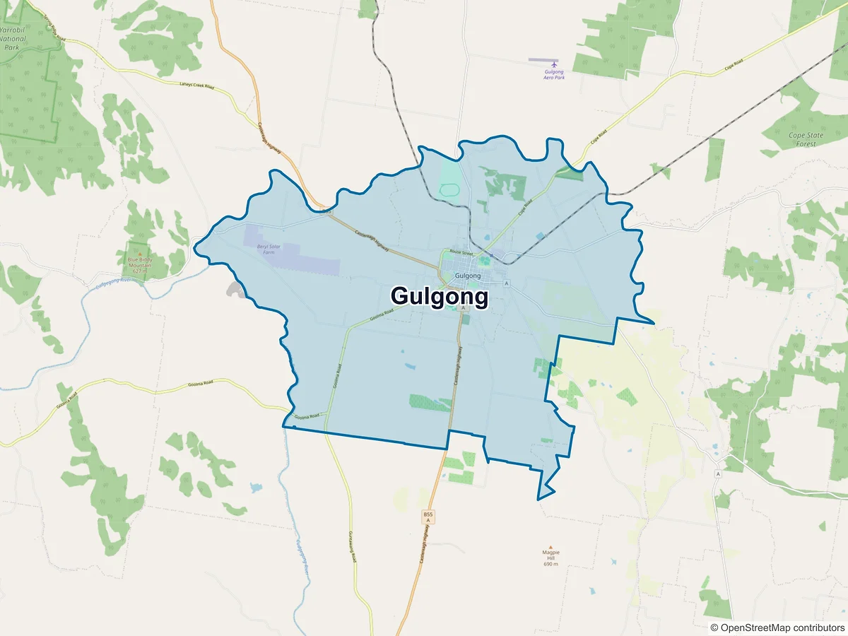 Map of Gulgong, NSW, Australia