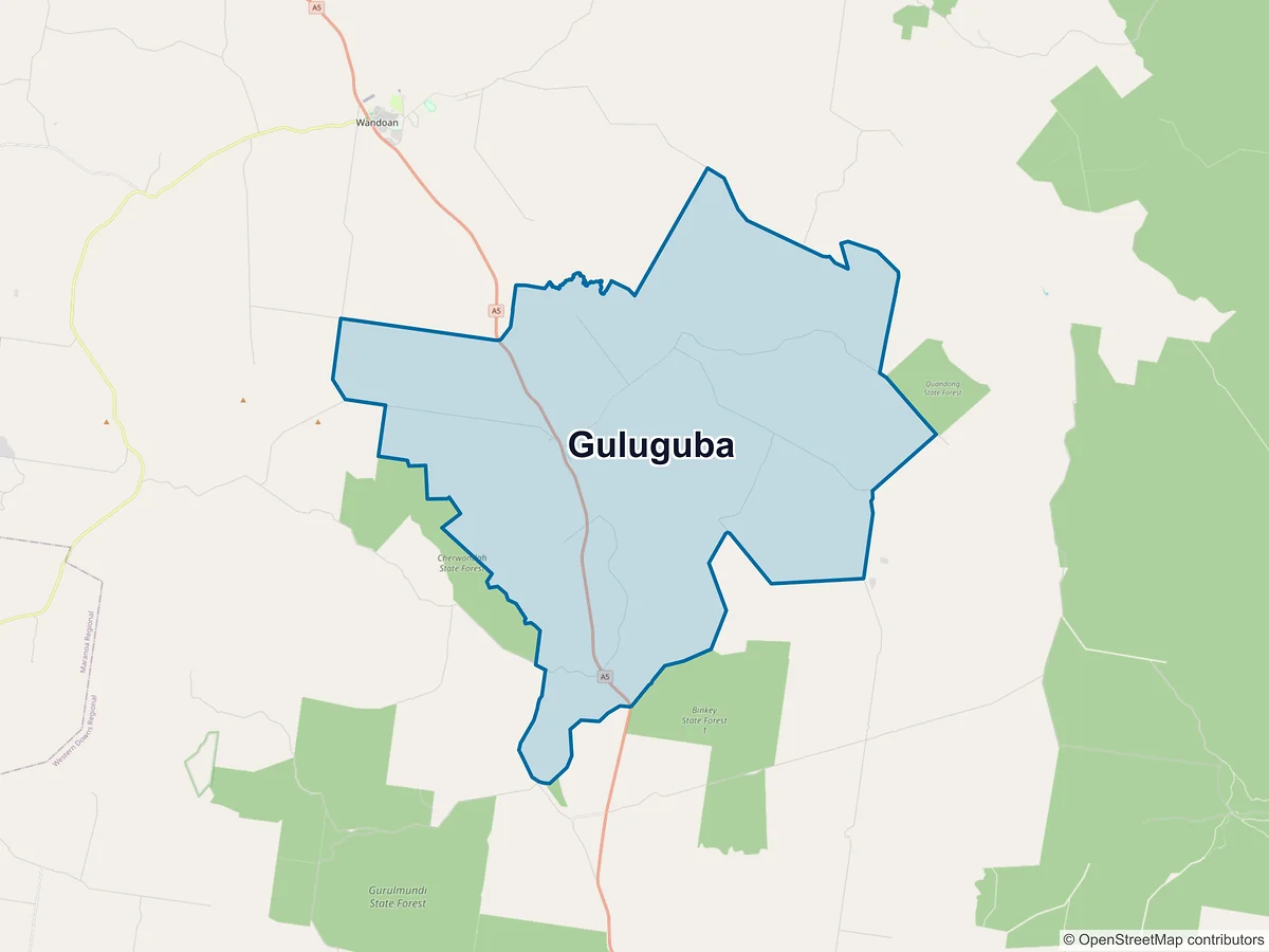Map of Guluguba, QLD, Australia