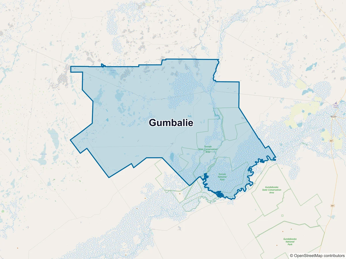 Map of Gumbalie, NSW, Australia