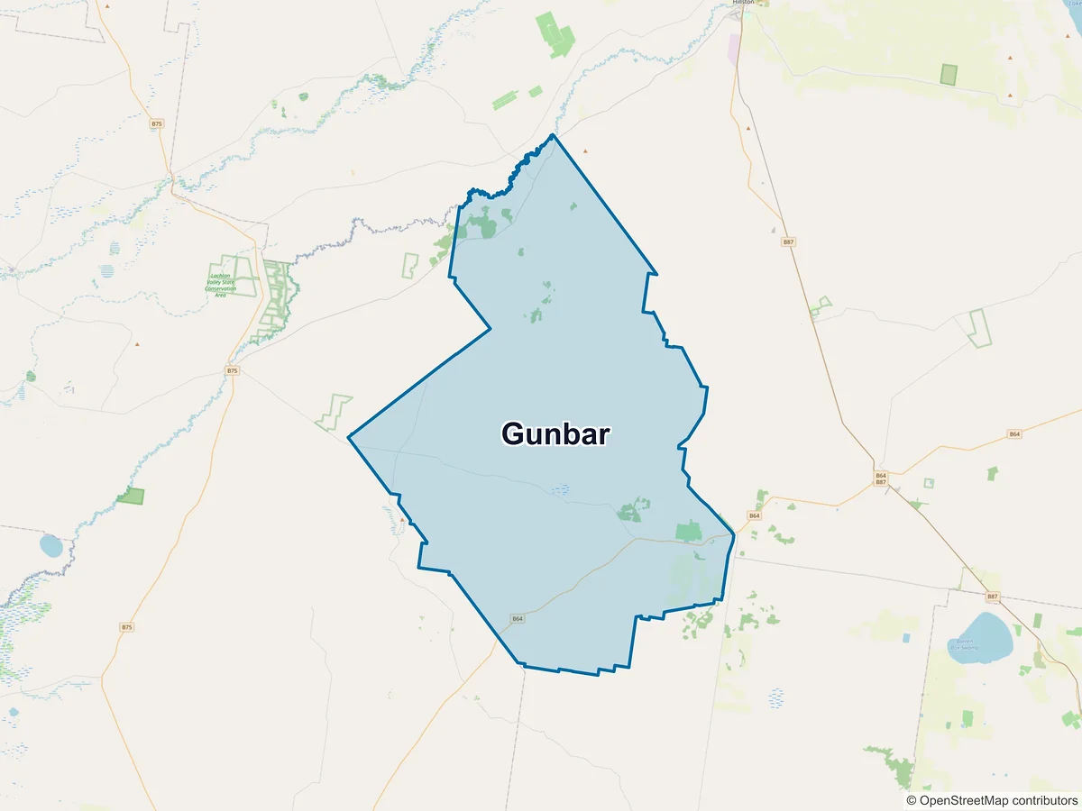 Map of Gunbar, NSW, Australia