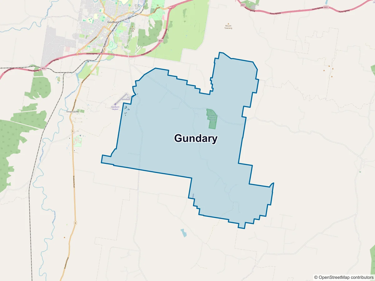 Map of Gundary, NSW, Australia