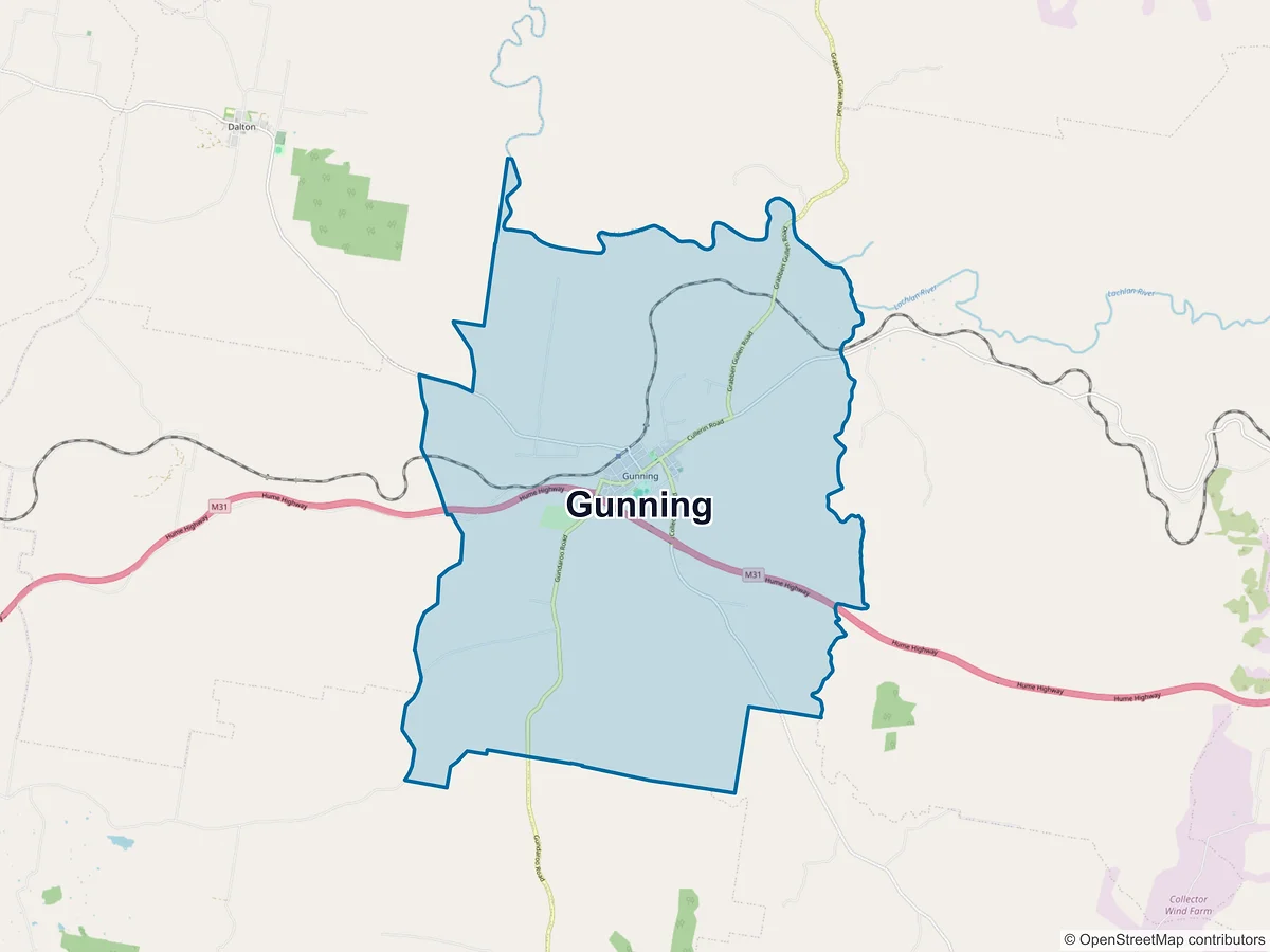 Map of Gunning, NSW, Australia