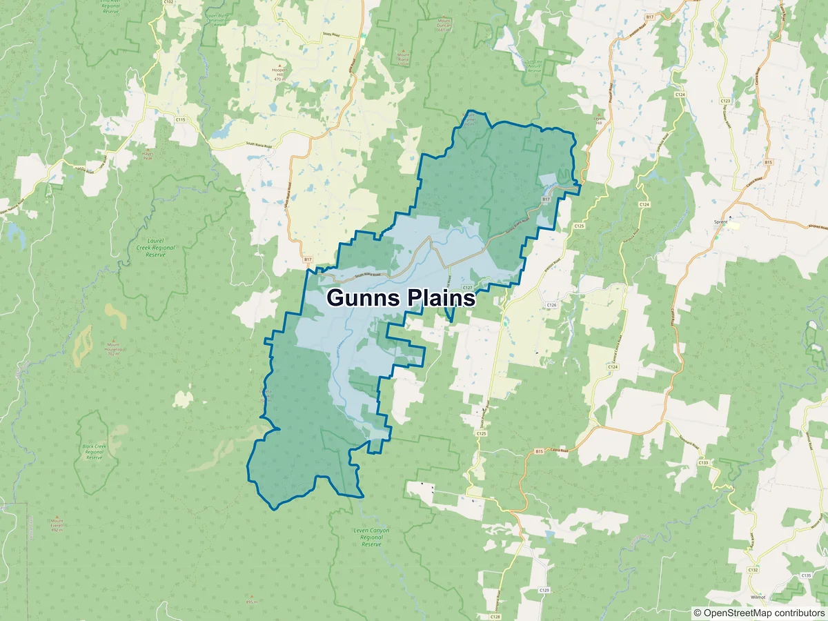 Map of Gunns Plains, TAS, Australia