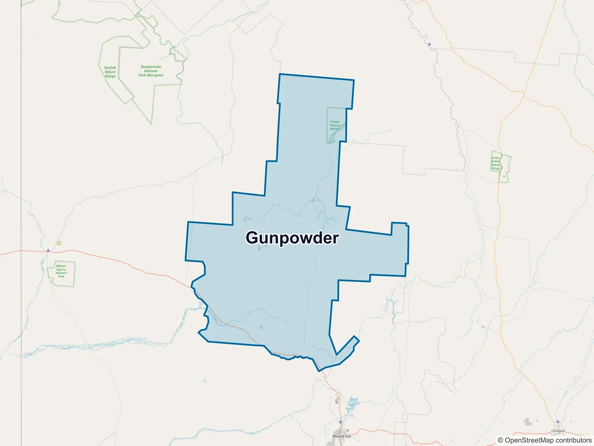 Map of Gunpowder, QLD, Australia