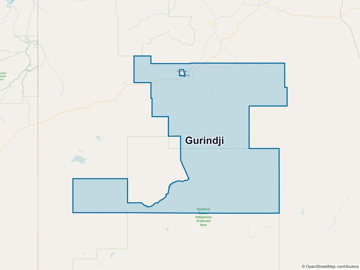 Map of Gurindji, NT, Australia