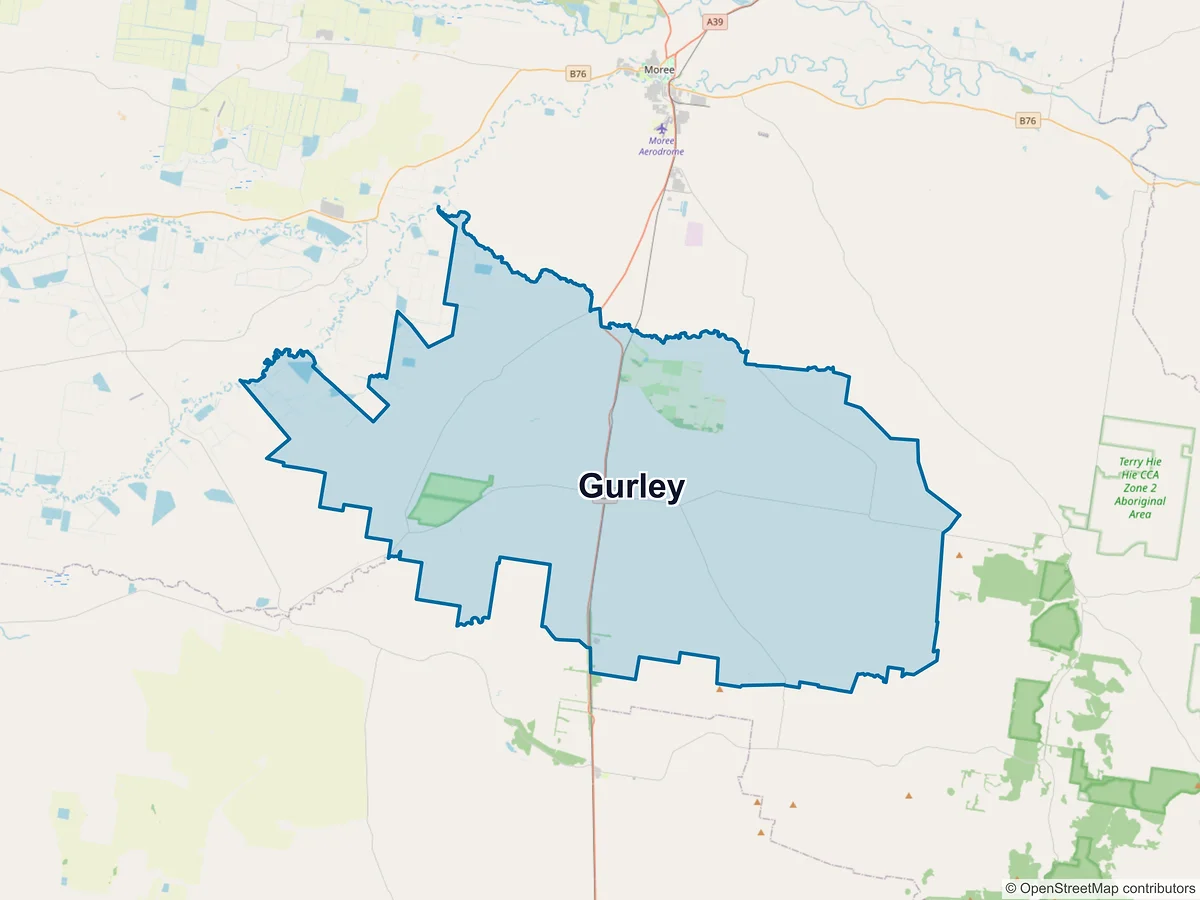Map of Gurley, NSW, Australia