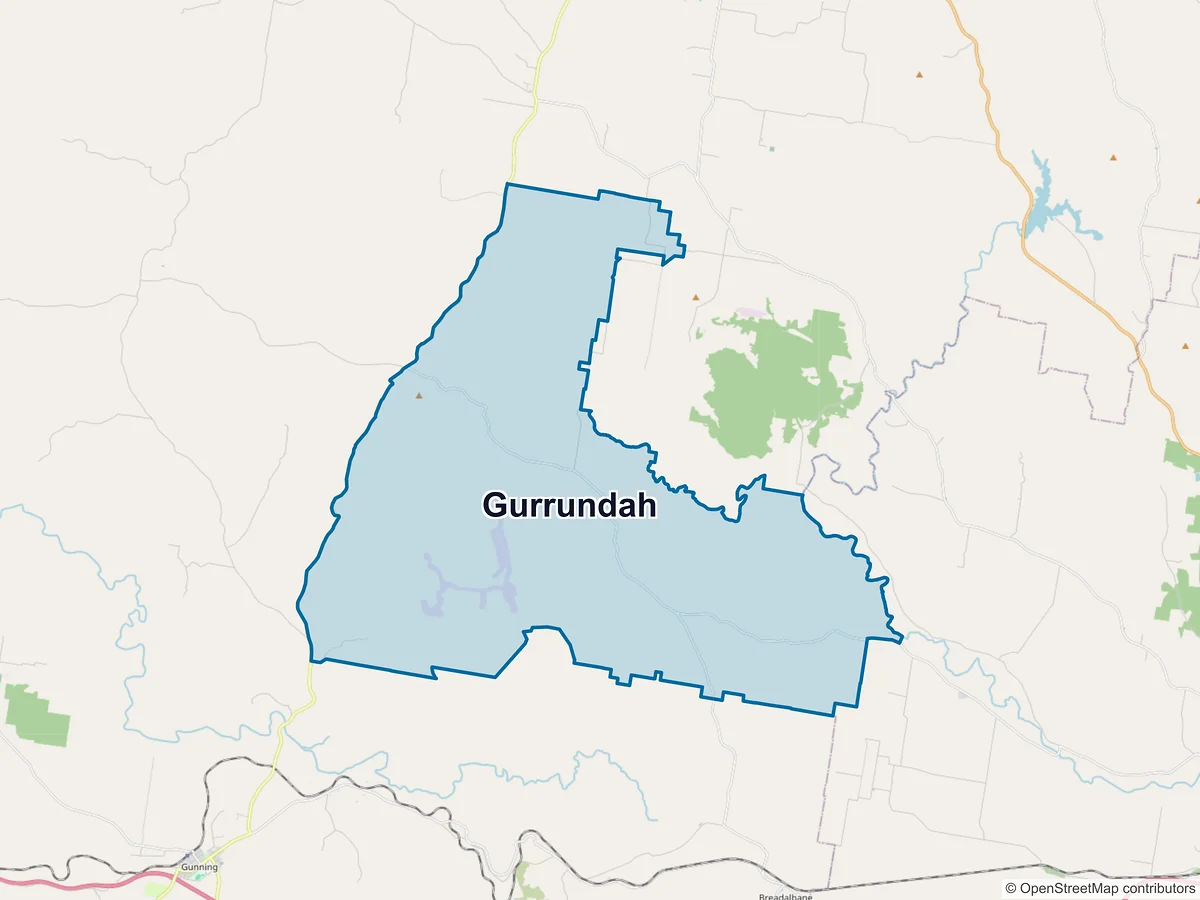 Map of Gurrundah, NSW, Australia