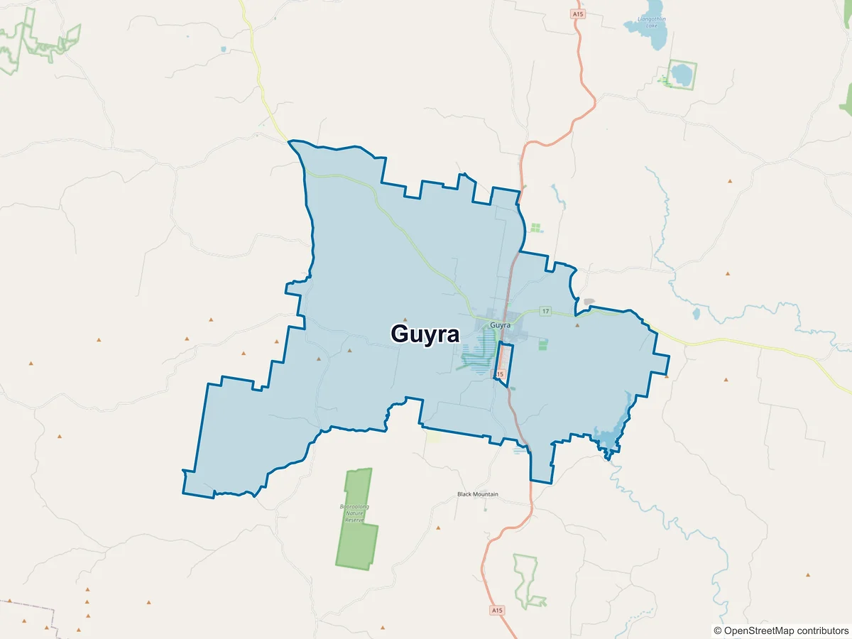 Map of Guyra, NSW, Australia