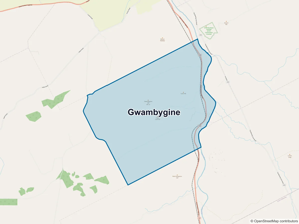 Map of Gwambygine, WA, Australia