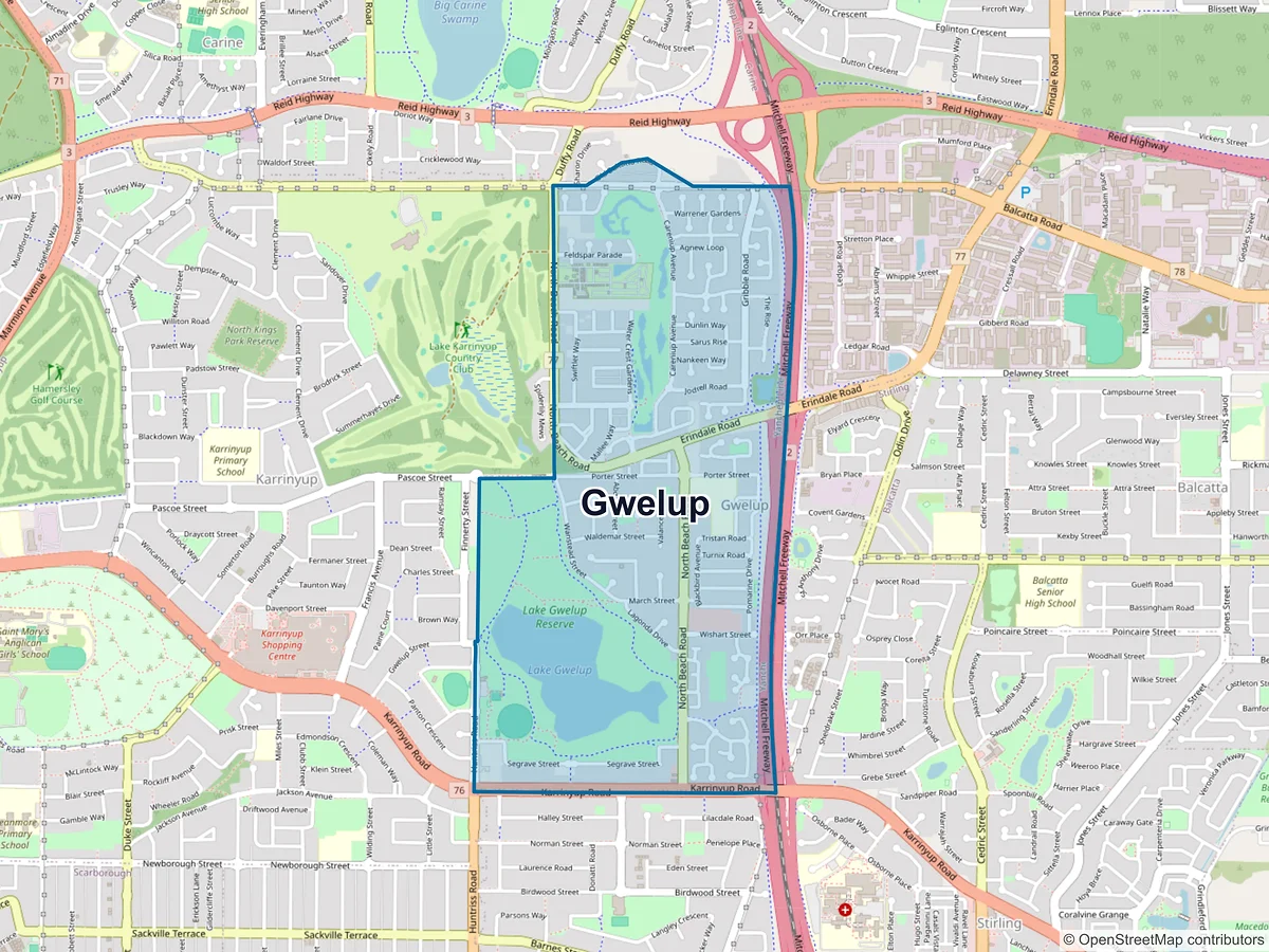 Map of Gwelup, WA, Australia