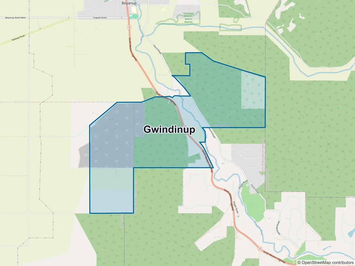 Map of Gwindinup, WA, Australia