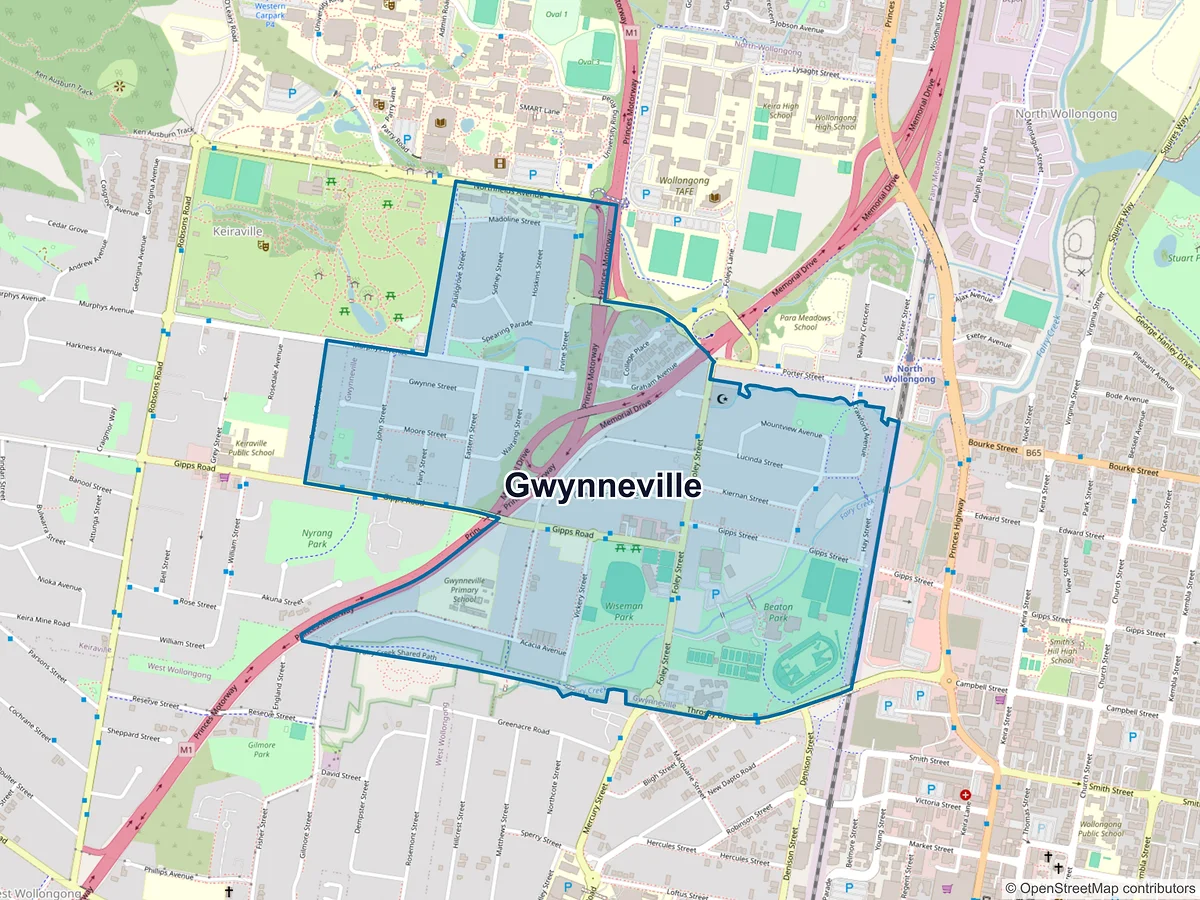 Map of Gwynneville, NSW, Australia