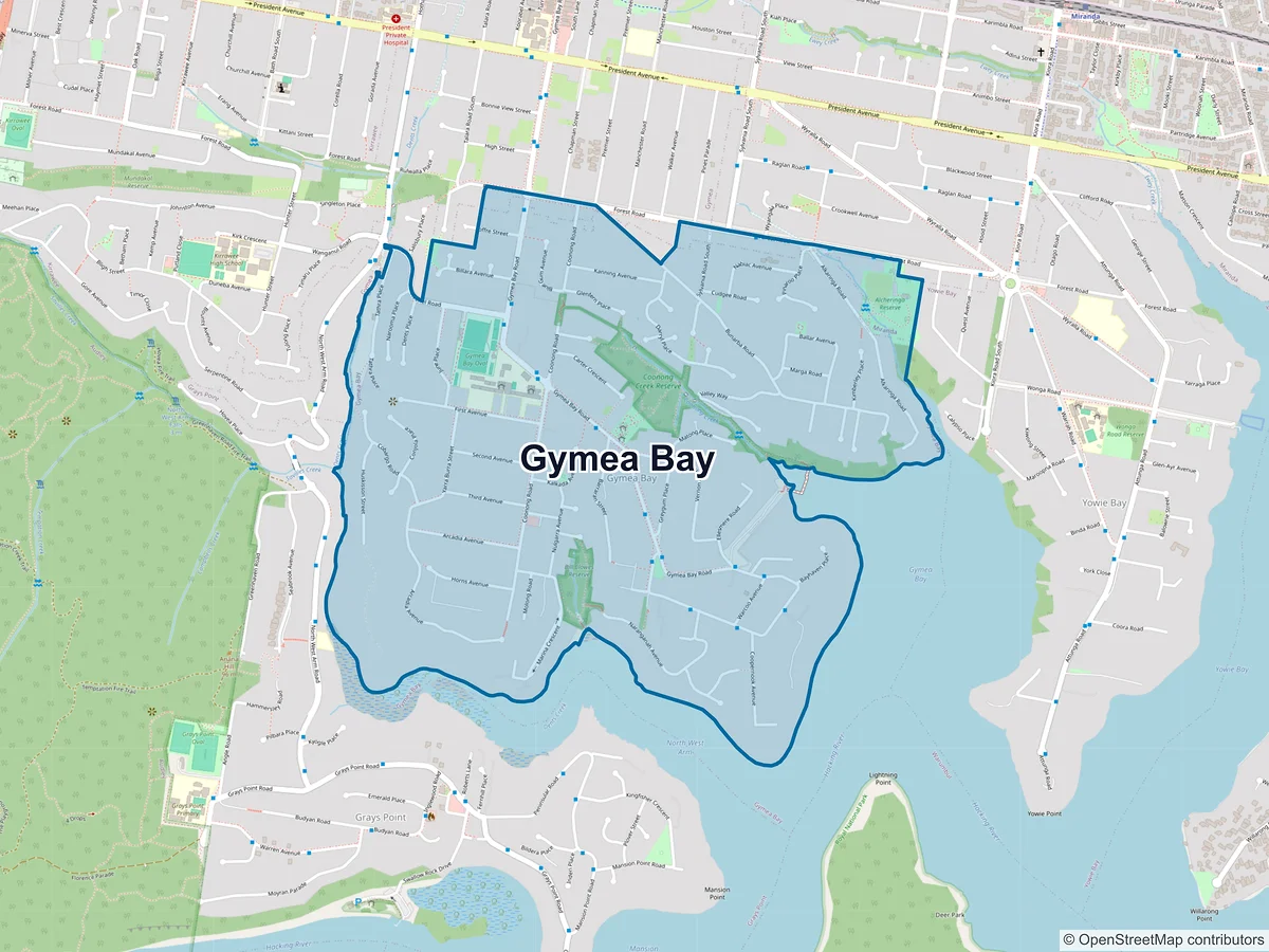 Map of Gymea Bay, NSW, Australia