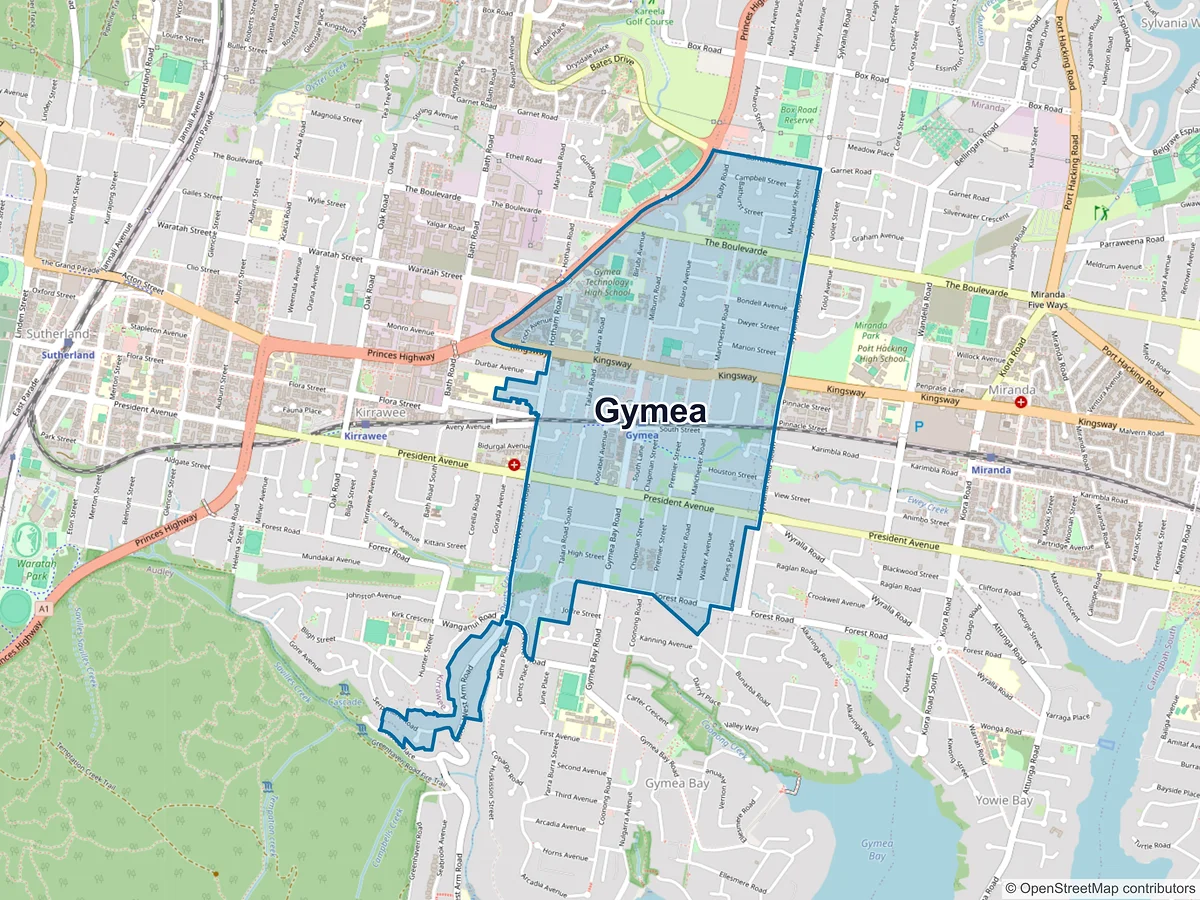 Map of Gymea, NSW, Australia