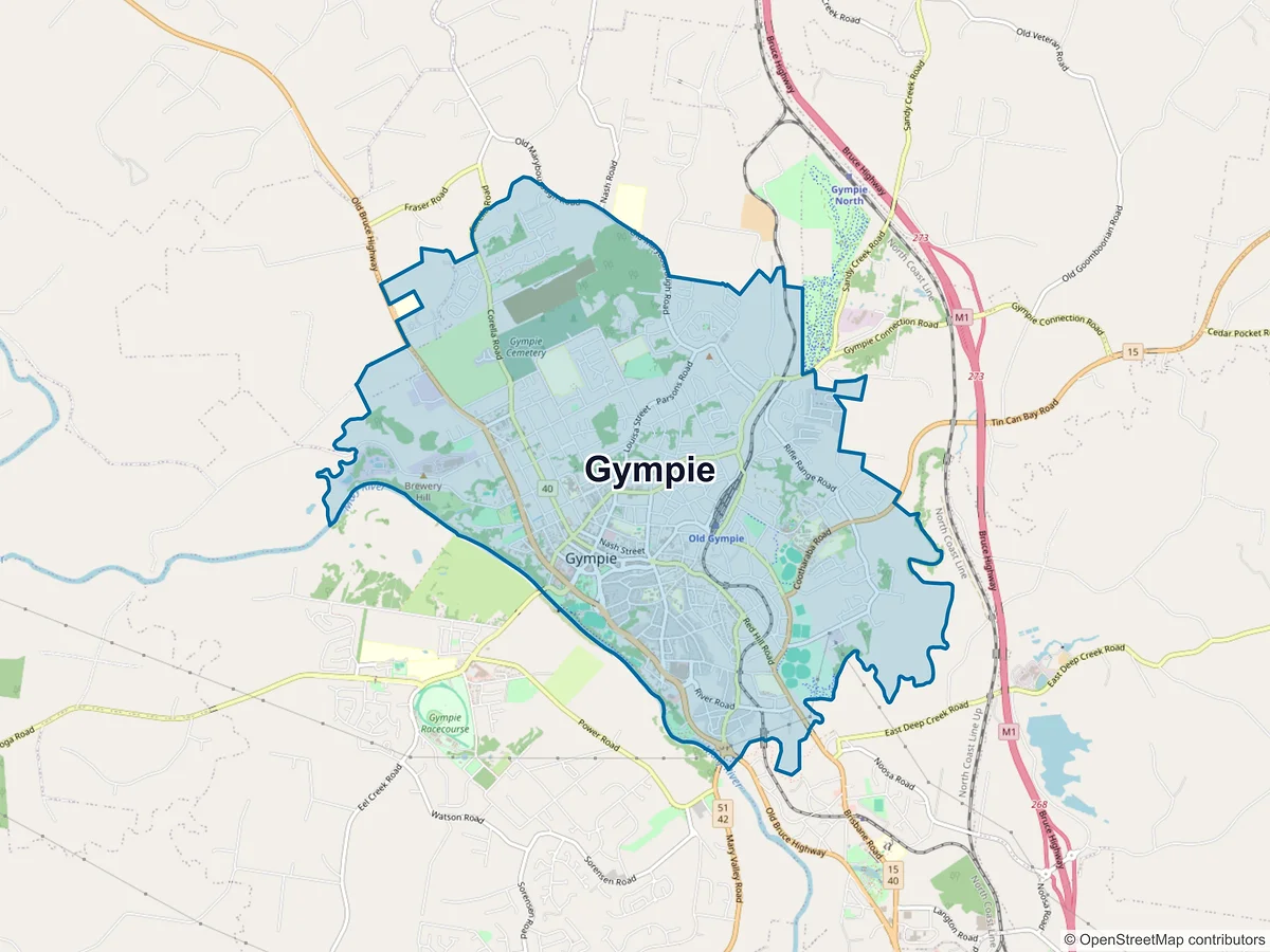 Map of Gympie, QLD, Australia