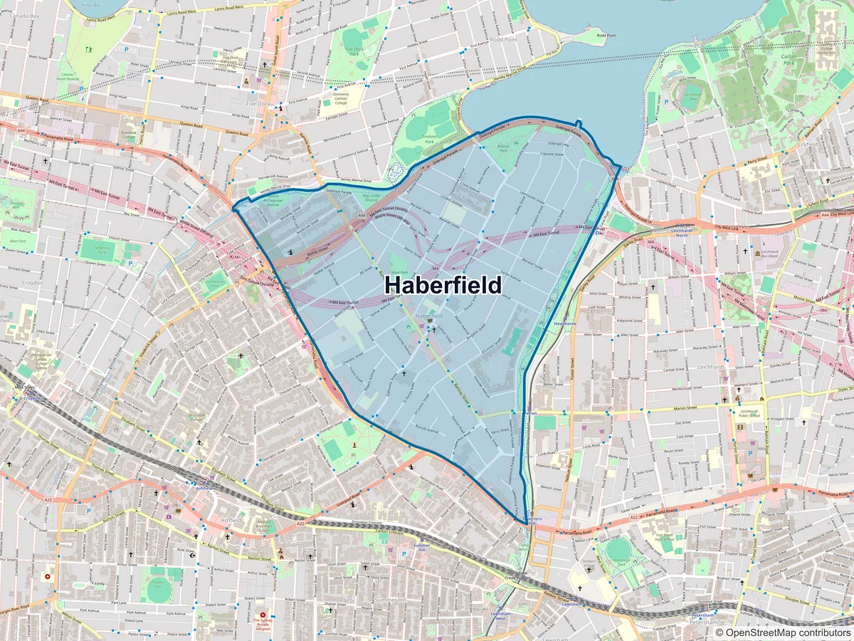 Map of Haberfield, NSW, Australia