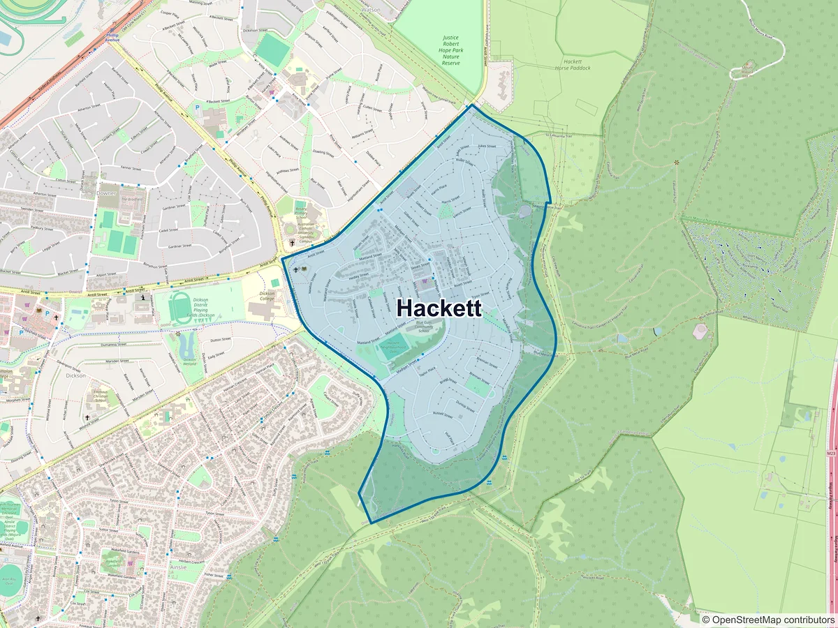 Map of Hackett, ACT, Australia