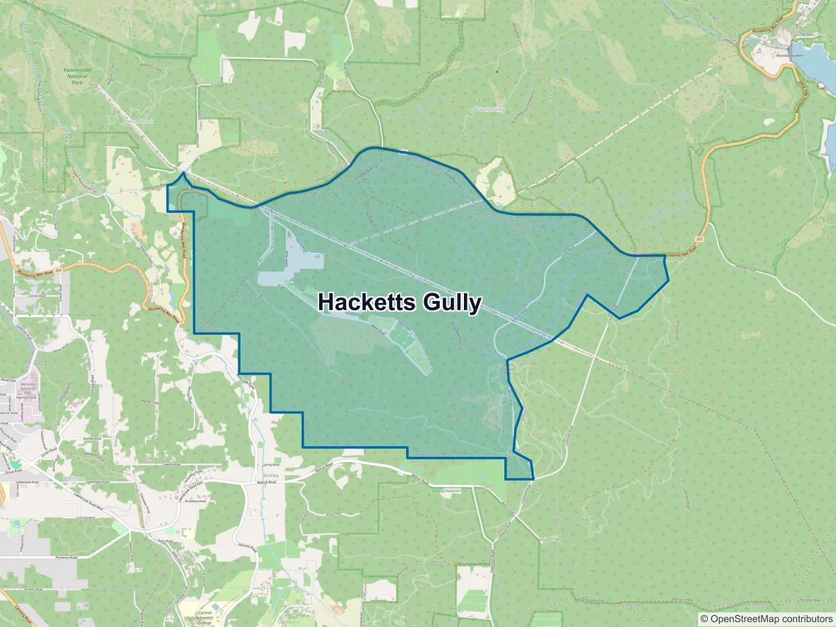Map of Hacketts Gully, WA, Australia
