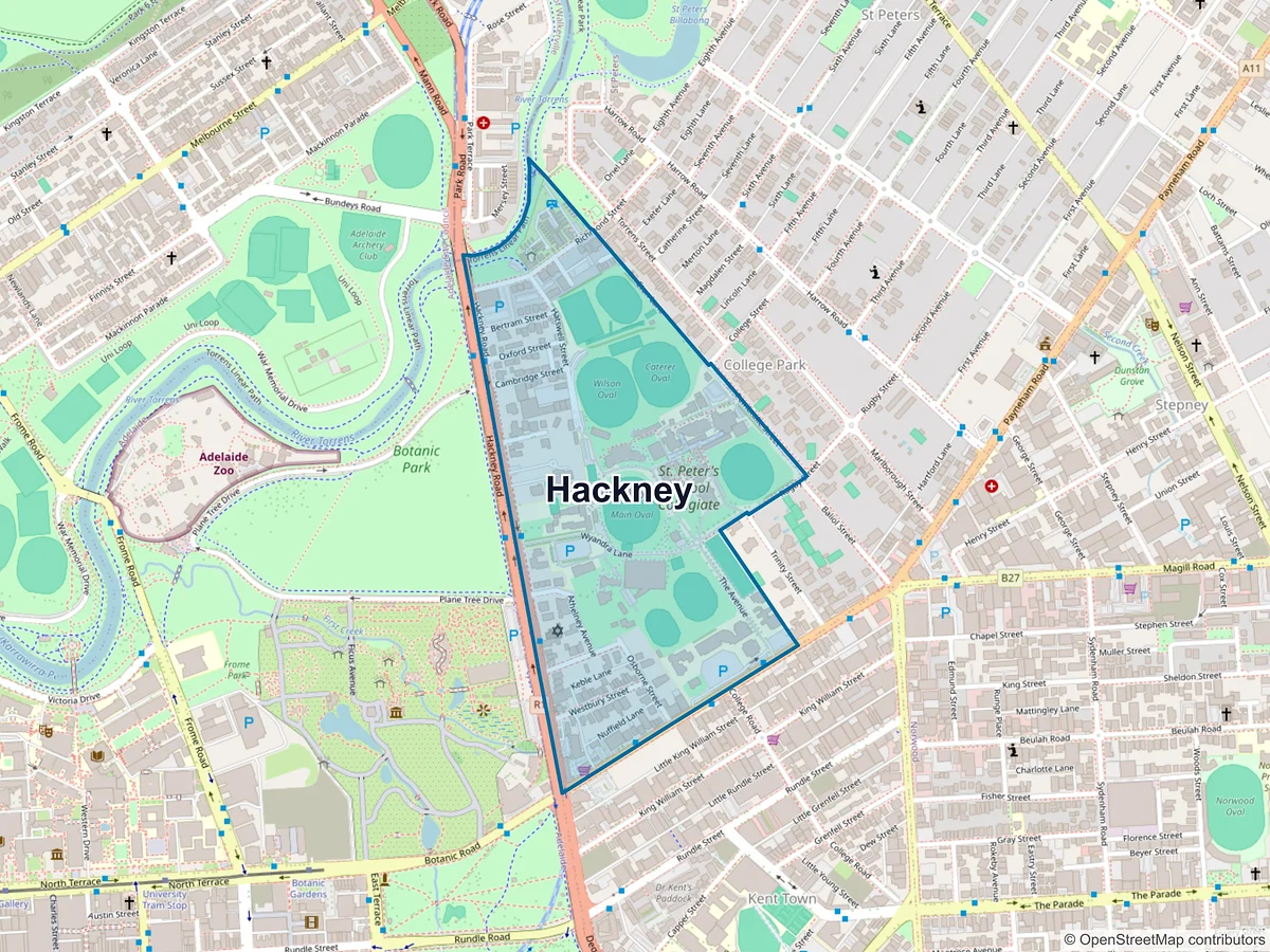 Map of Hackney, SA, Australia