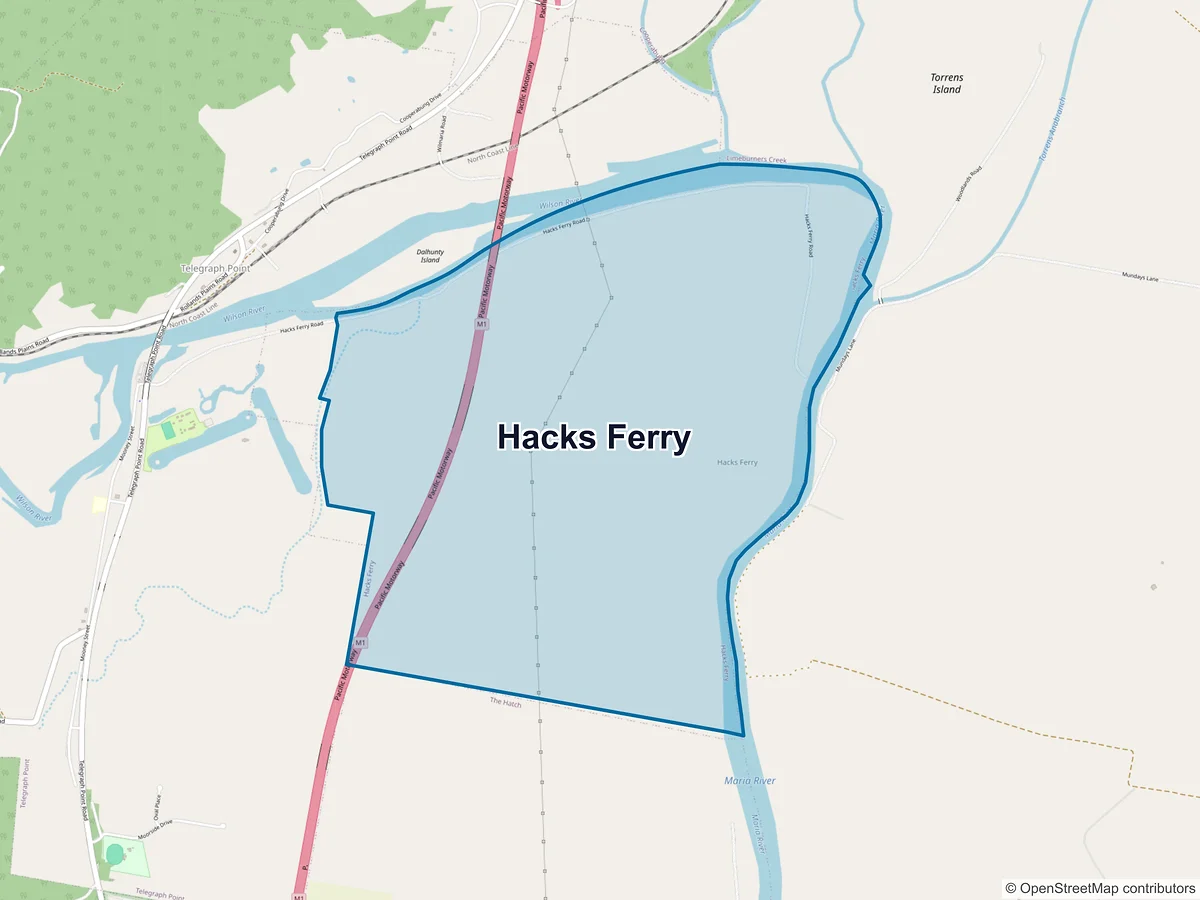 Map of Hacks Ferry, NSW, Australia