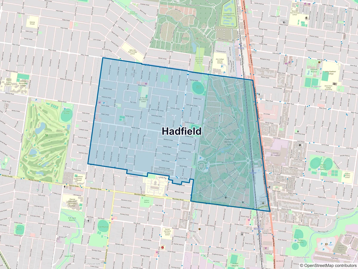 Map of Hadfield, VIC, Australia