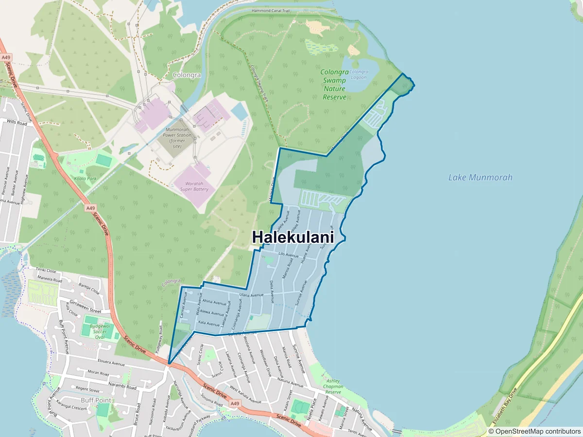 Map of Halekulani, NSW, Australia