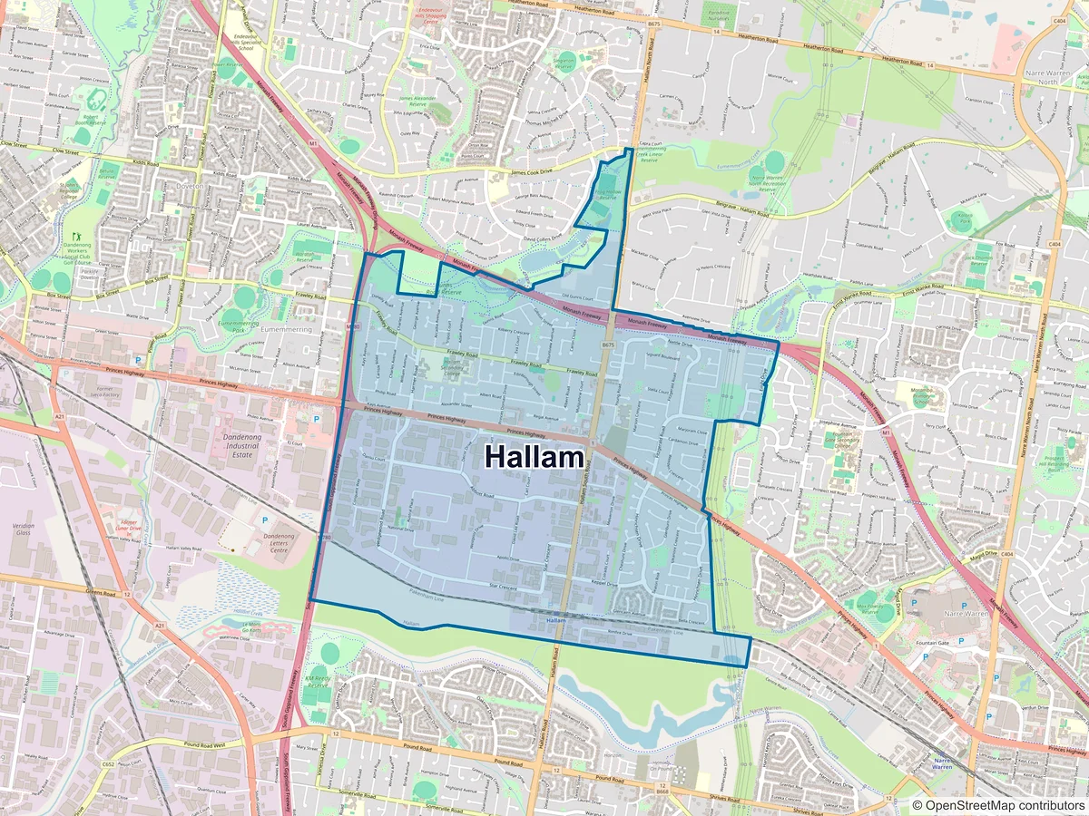 Map of Hallam, VIC, Australia