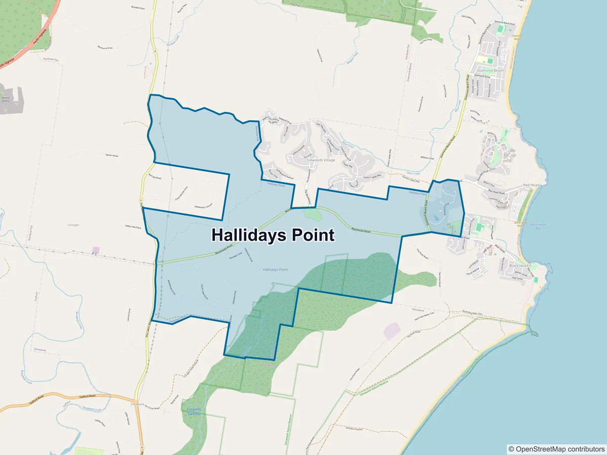 Map of Hallidays Point, NSW, Australia