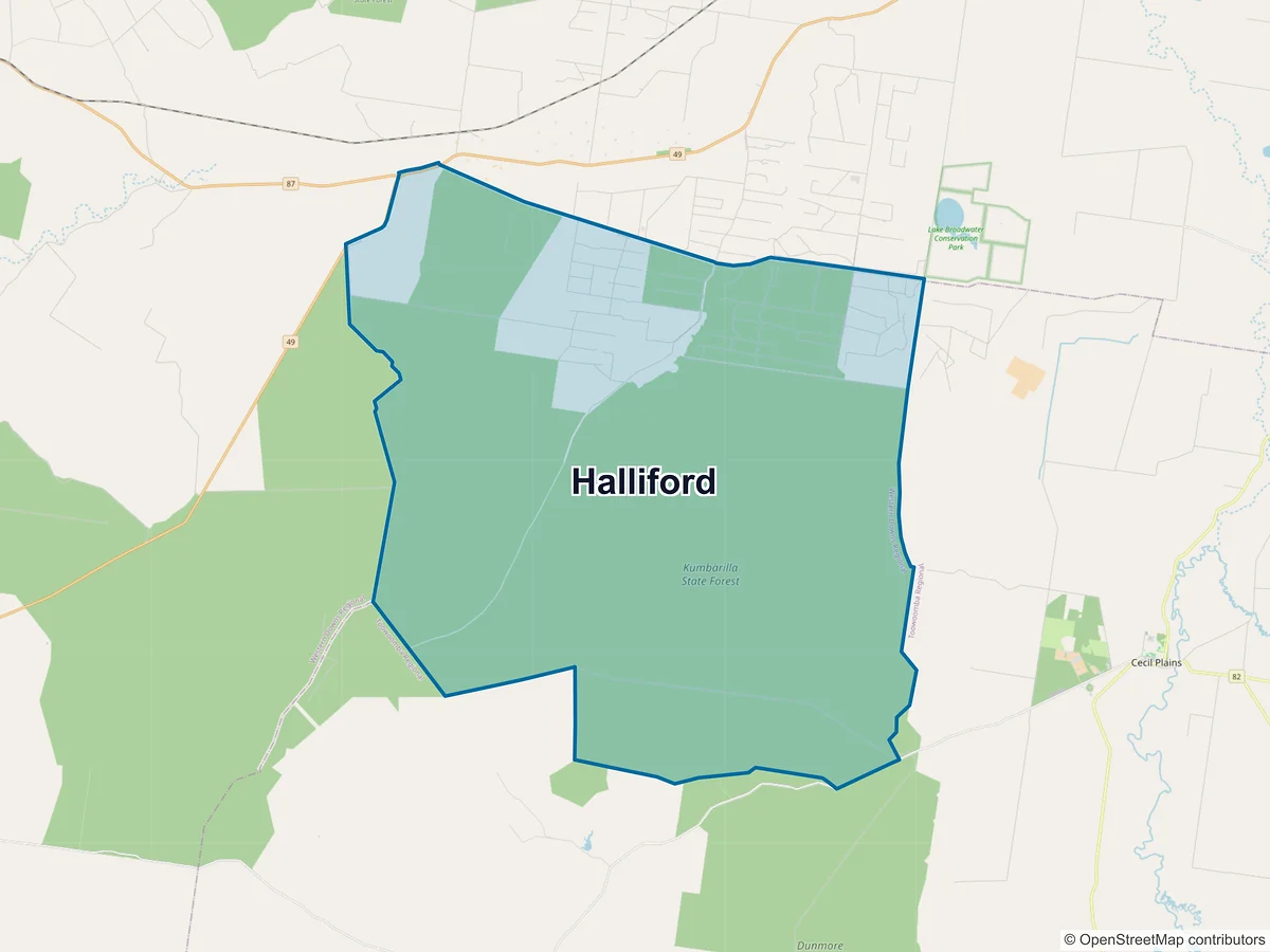 Map of Halliford, QLD, Australia