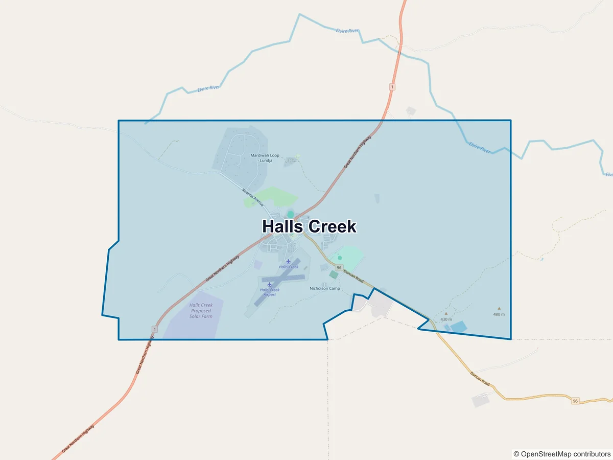 Map of Halls Creek, WA, Australia