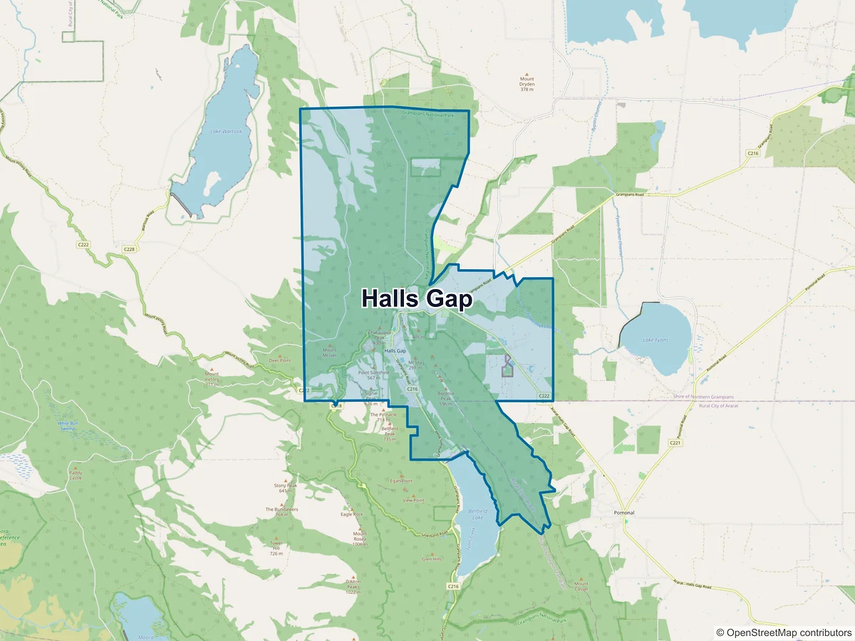 Map of Halls Gap, VIC, Australia