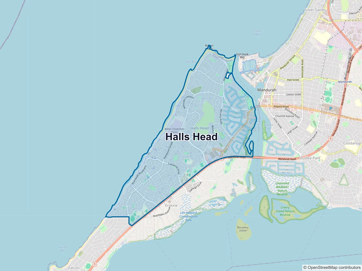 Map of Halls Head, WA, Australia