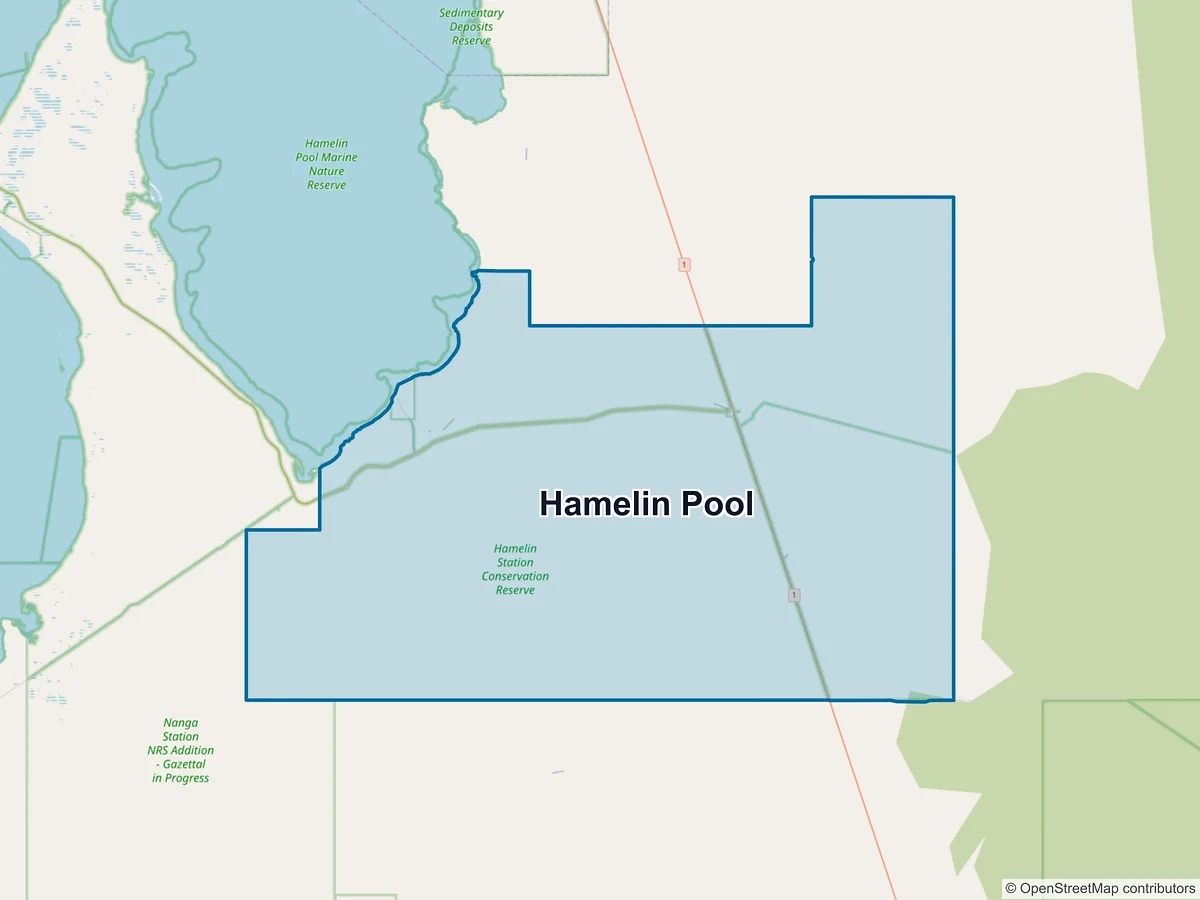 Map of Hamelin Pool, WA, Australia