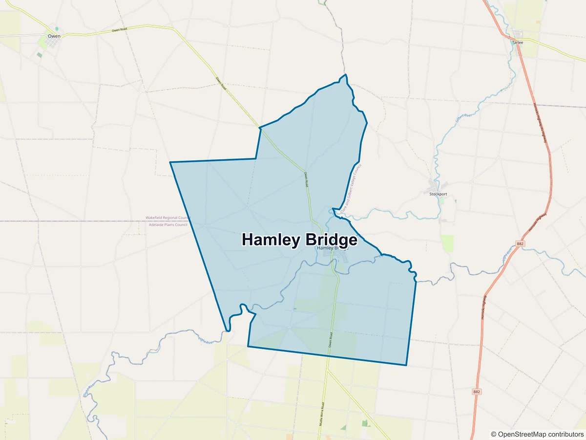Map of Hamley Bridge, SA, Australia