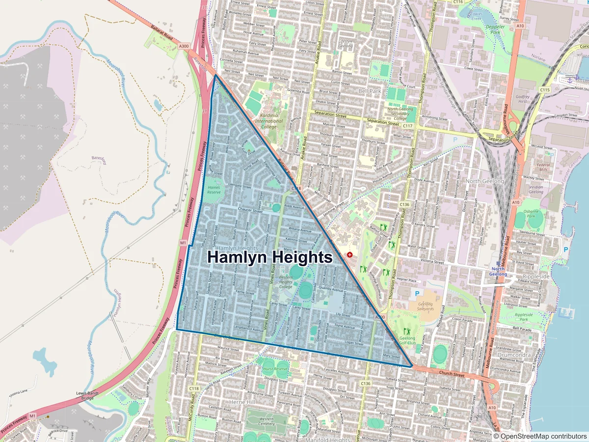 Map of Hamlyn Heights, VIC, Australia
