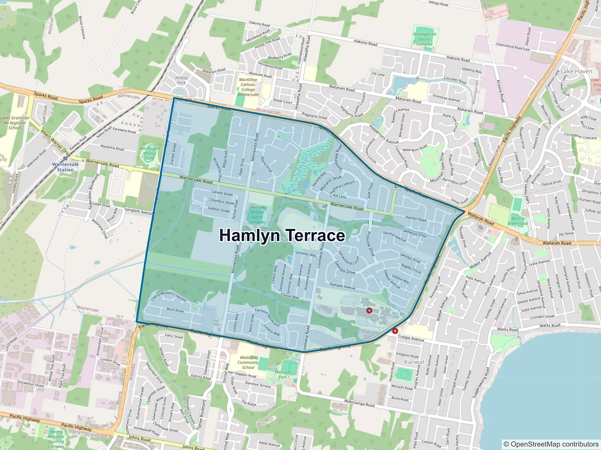 Map of Hamlyn Terrace, NSW, Australia