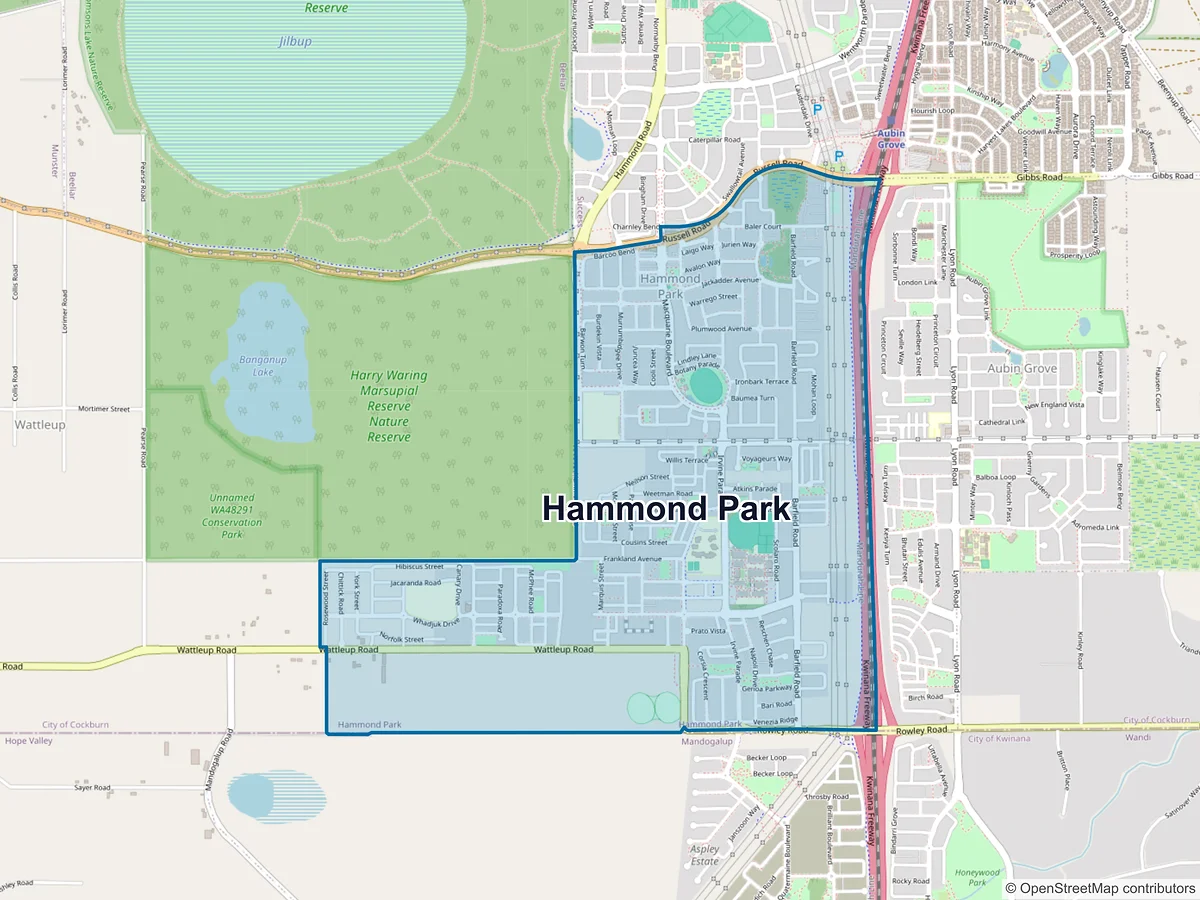 Map of Hammond Park, WA, Australia