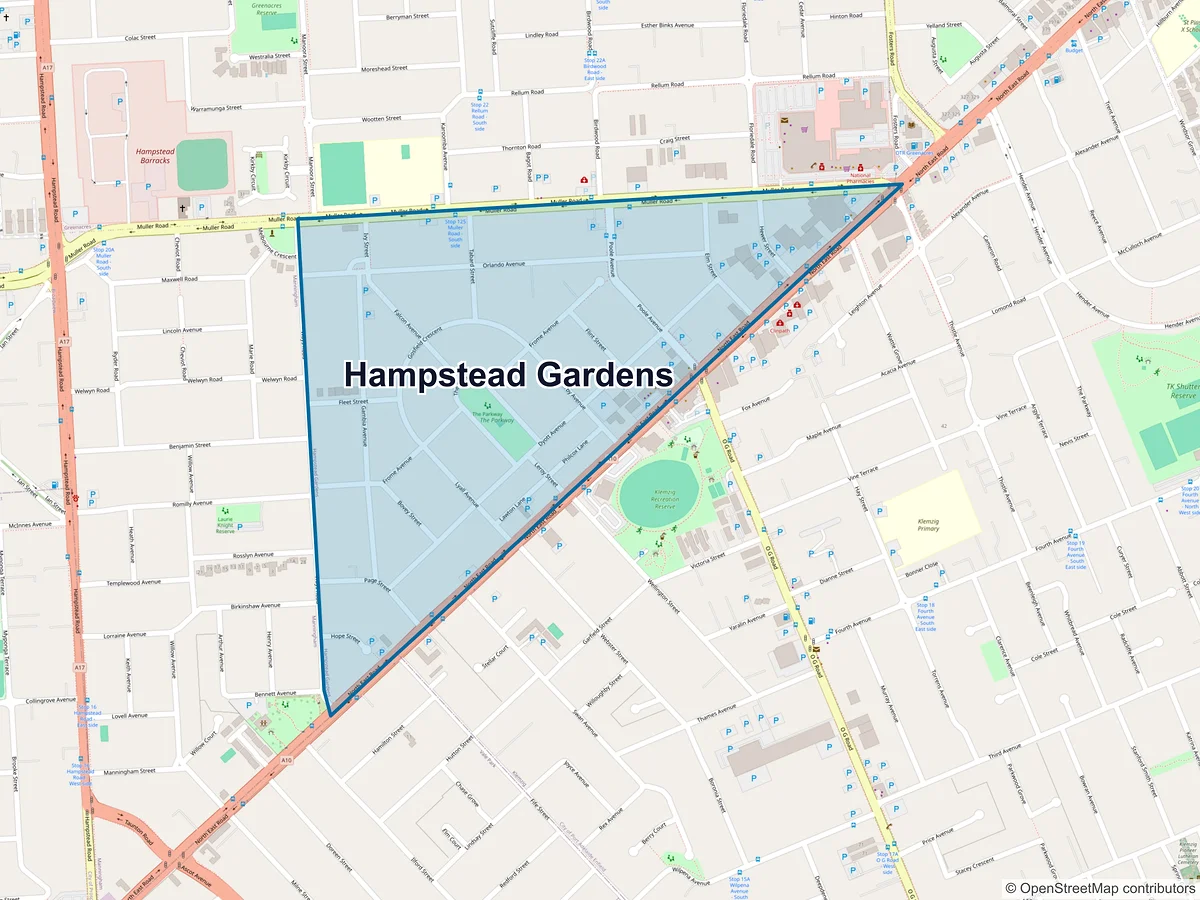 Map of Hampstead Gardens, SA, Australia