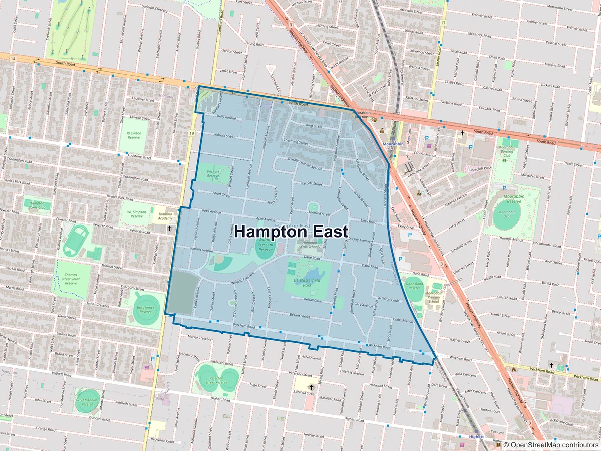 Map of Hampton East, VIC, Australia