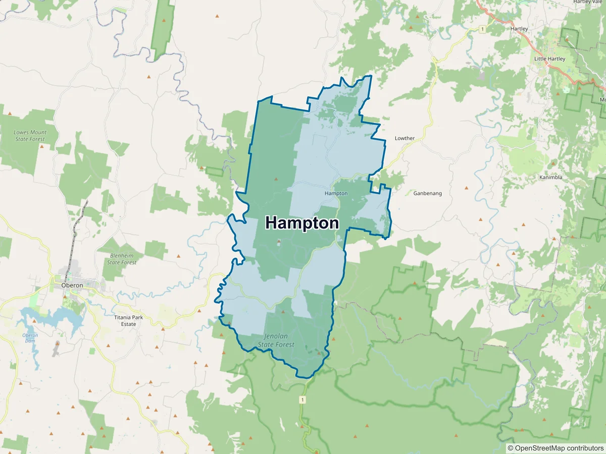 Map of Hampton, NSW, Australia