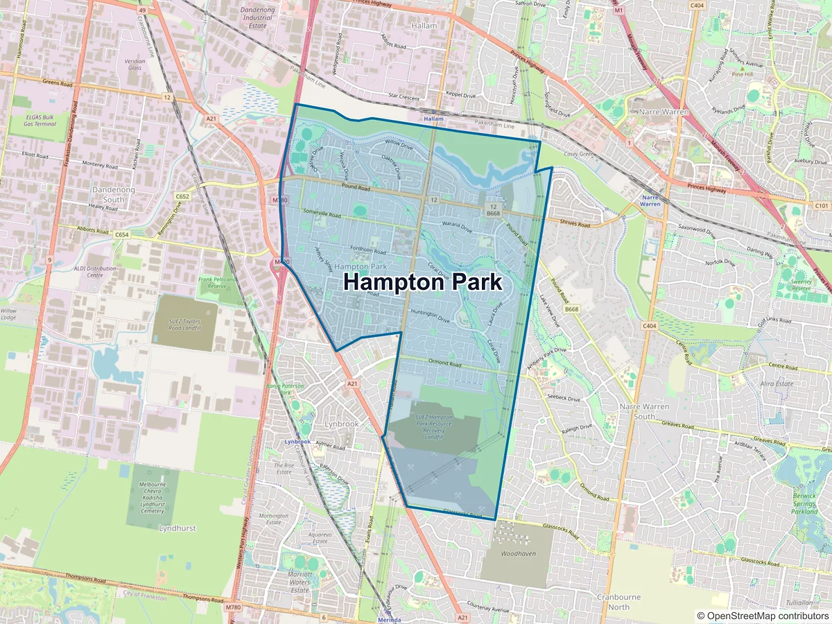 Map of Hampton Park, VIC, Australia