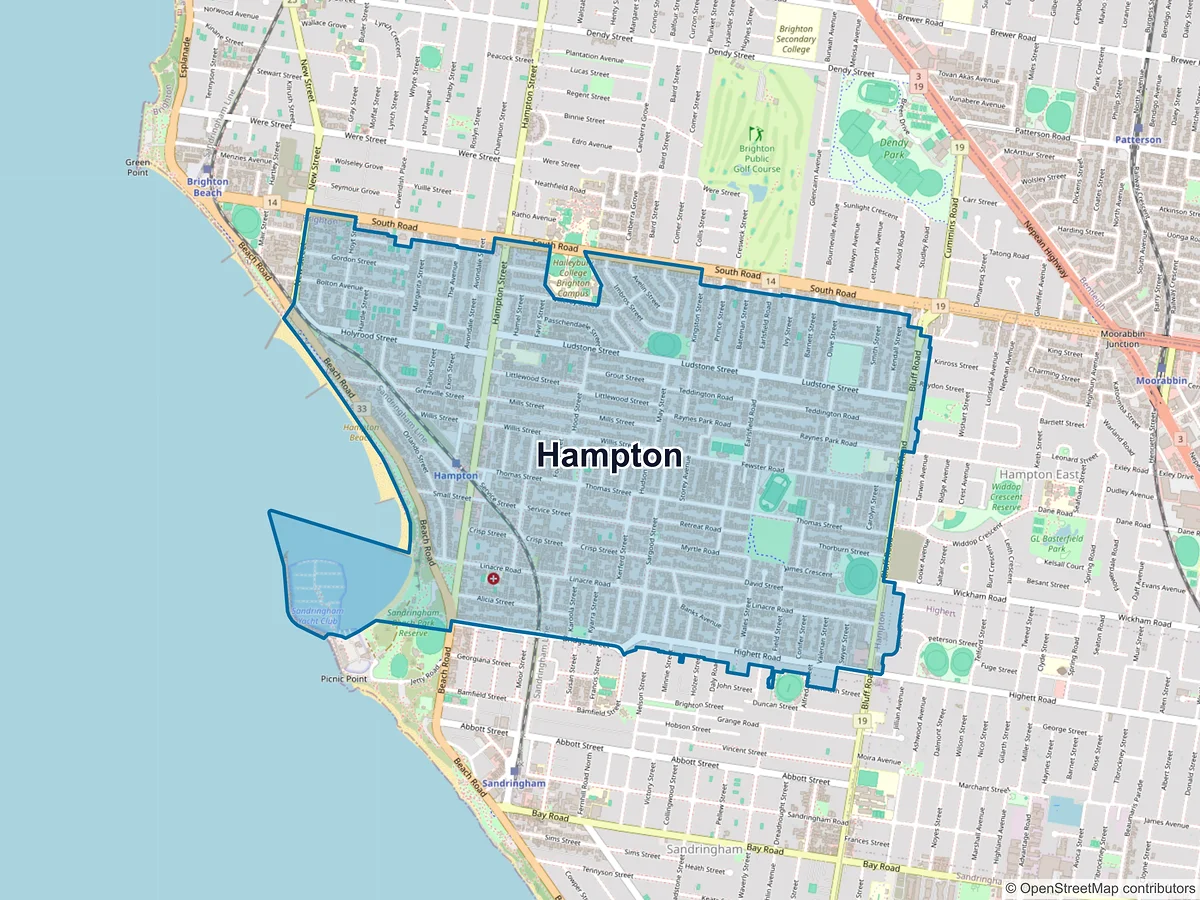 Map of Hampton, VIC, Australia