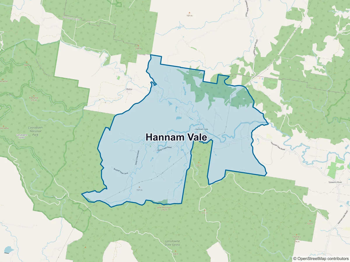 Map of Hannam Vale, NSW, Australia
