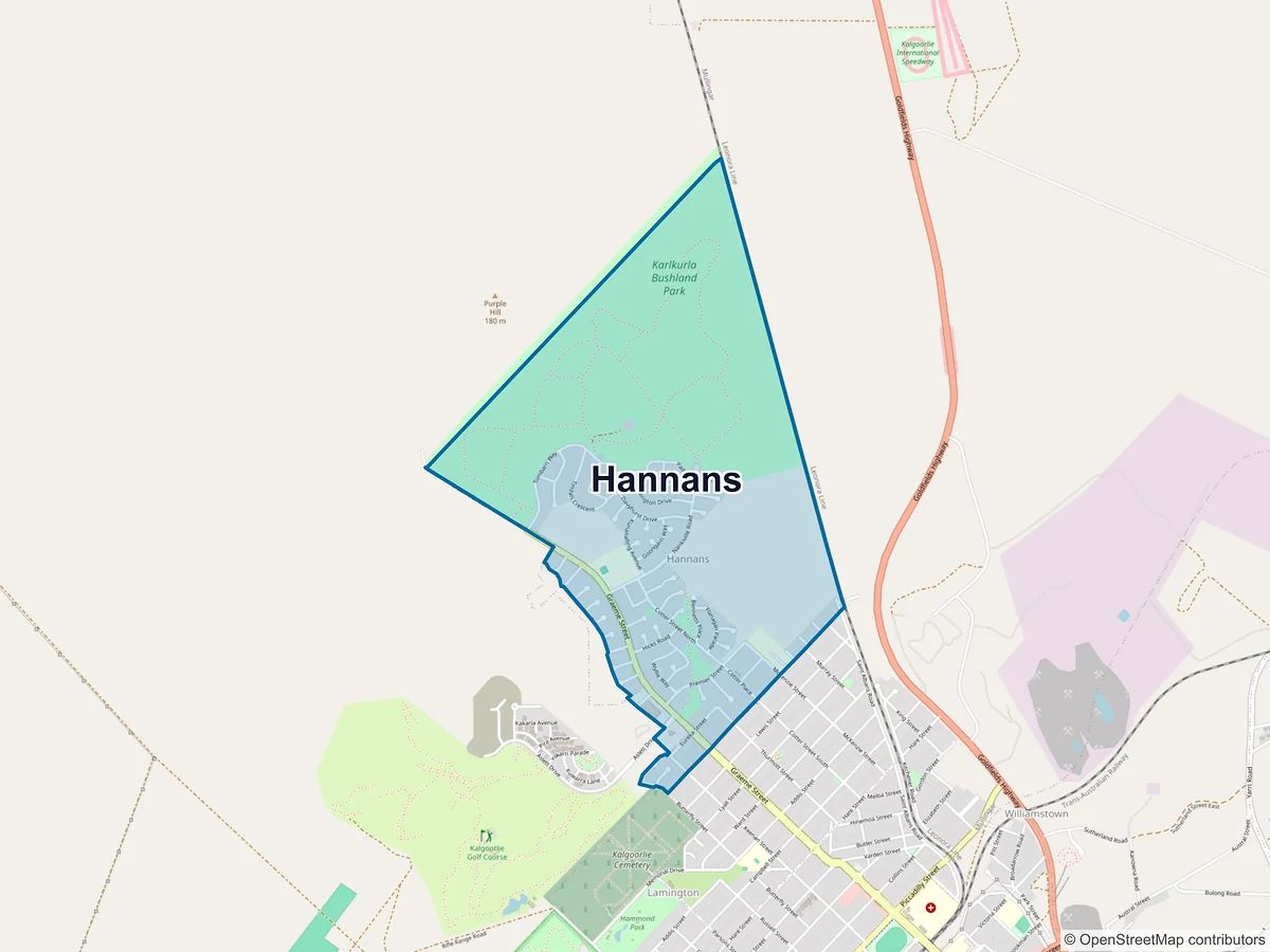 Map of Hannans, WA, Australia