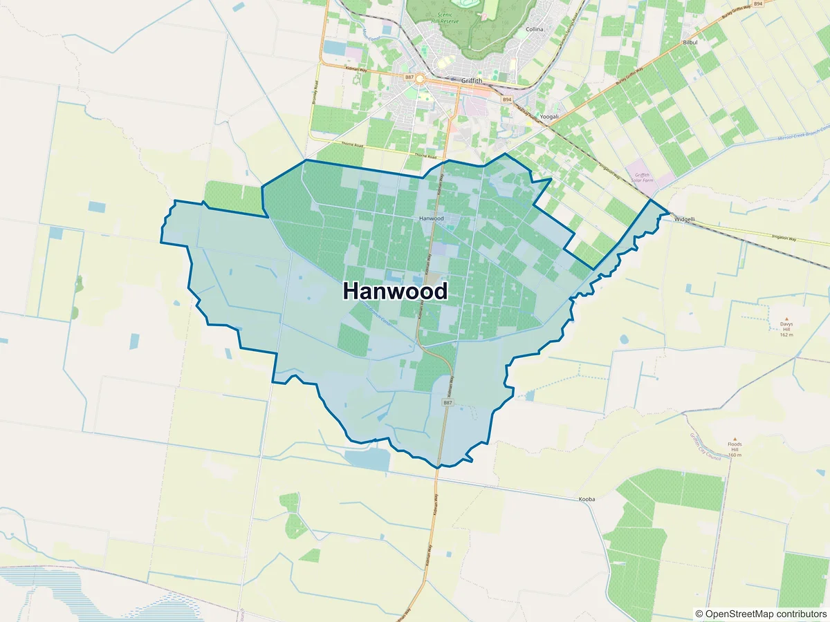 Map of Hanwood, NSW, Australia